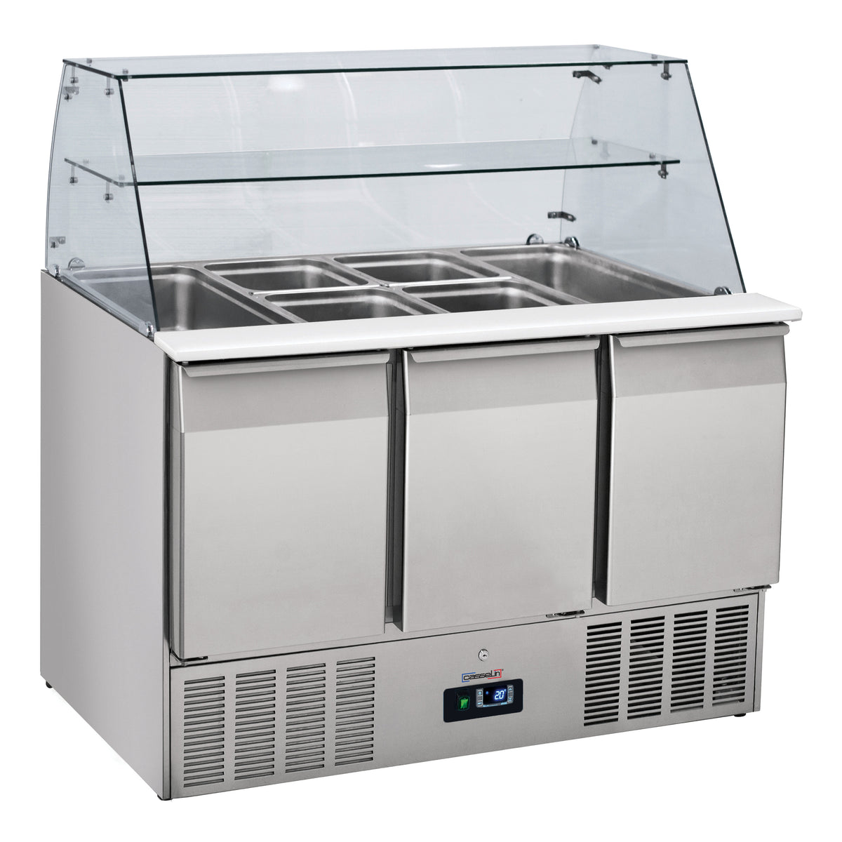 Saladette mit Glasvitrine 3 Türen GN 1/1