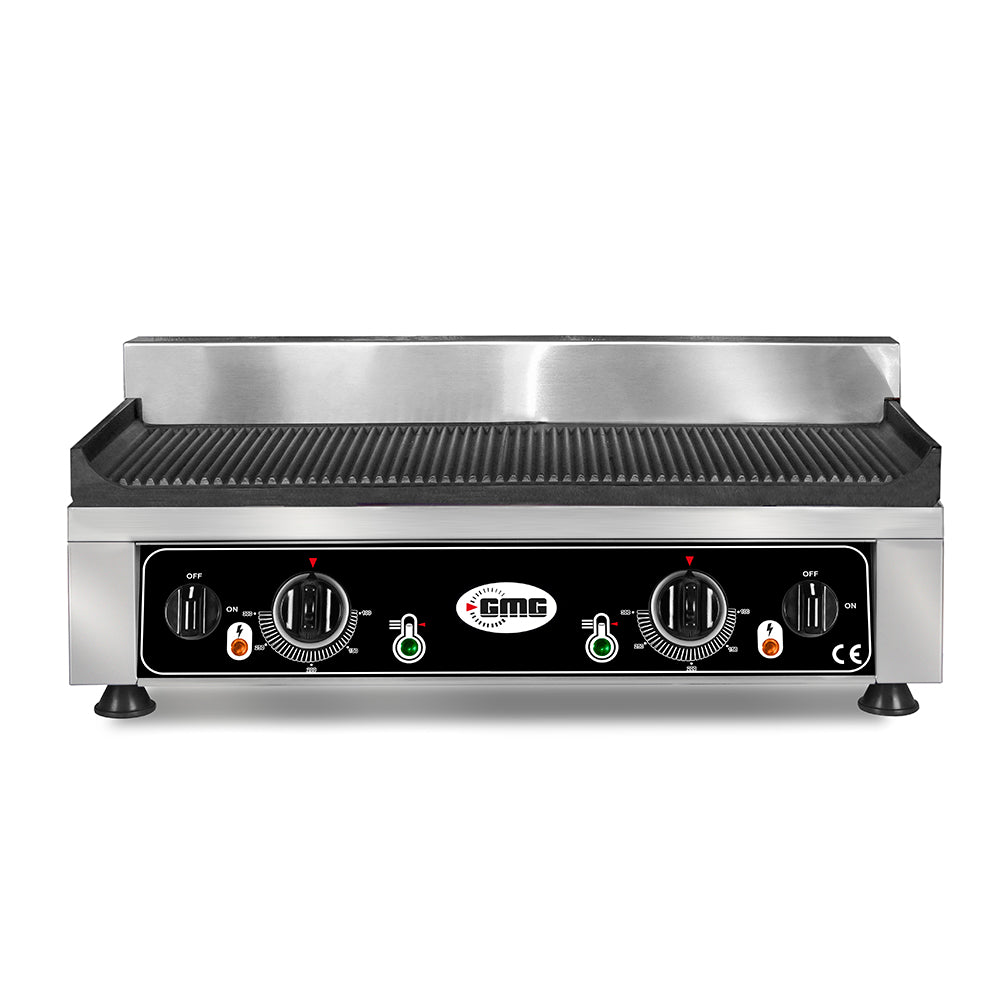 GMG Grillplatte 52 × 24 cm, gerillt, 2 Heizzonen, Gusseisen