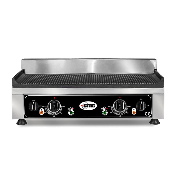 GMG Grillplatte 52 × 24 cm, gerillt, 2 Heizzonen, Gusseisen