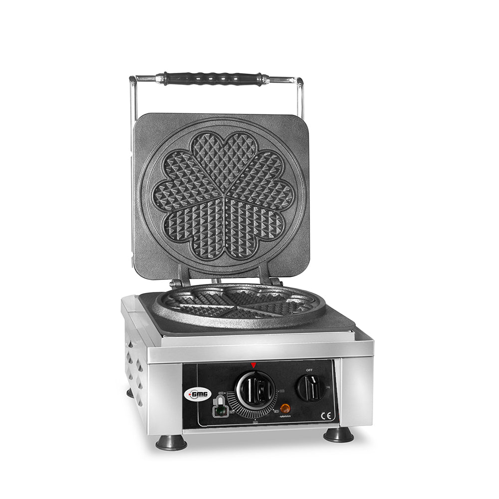 GMG Waffeleisen Amore-L, 1x Ø 19 x 1,5cm, 50° bis 300°C, Feste Backplatte aus Gusseisen, Fettfangrinne, Gehäuse Edelstah