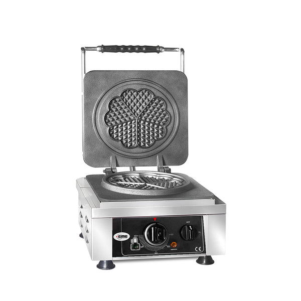 GMG Waffeleisen Amore-M, 1x Ø 17cm, 50° bis 300°C, Feste Backplatte aus Gusseisen, Umlaufende Fettfangrinne, Gehäuse Ede