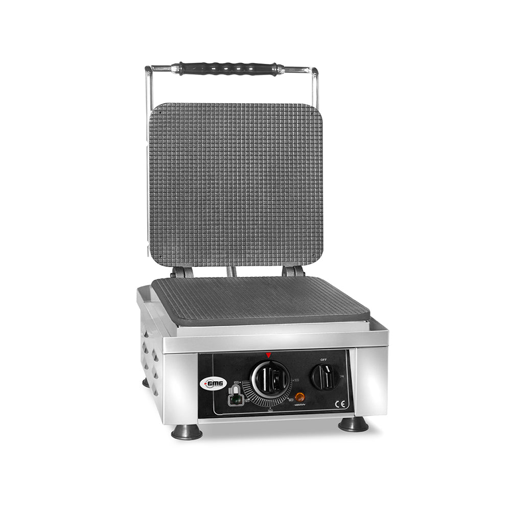 GMG Waffeleisen Gelato, 1x (23 x 23 x 1cm), 50° bis 300°C Feste Backplatte aus Gusseisen, Fettfangrinne, Gehäuse Edelsta