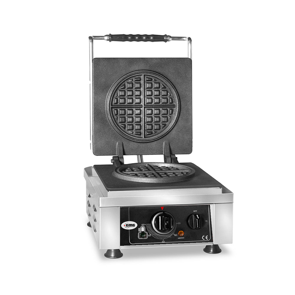 GMG Waffeleisen American, 1x (Ø 16 x 1,5cm), 50° bis 300°C Feste Backplatte aus Gusseisen, Fettfangrinne, Gehäuse Edelst