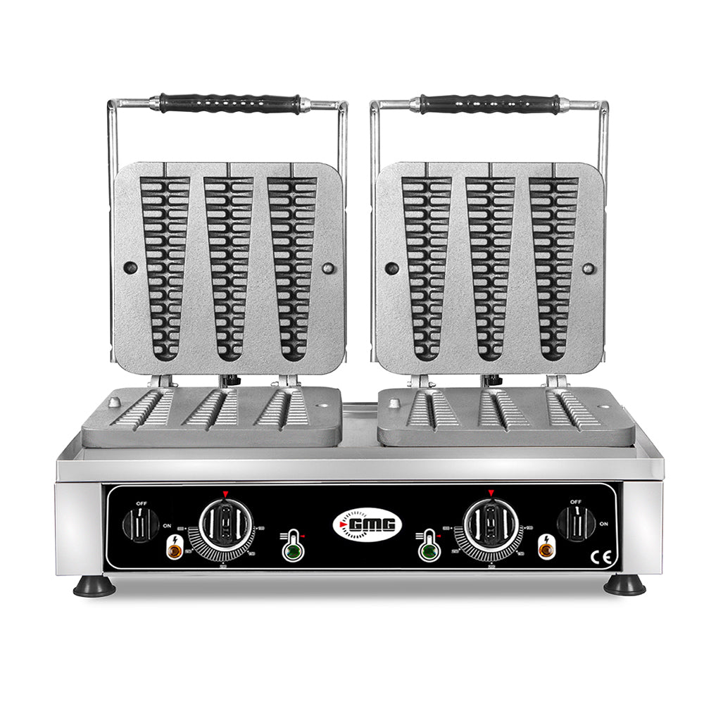 GMG Waffeleisen Waffelino, 6x (23 x 6 x 2,4cm), 50° bis 300°C Feste Backplatte aus Gusseisen, Fettfangrinne, Gehäuse Ede