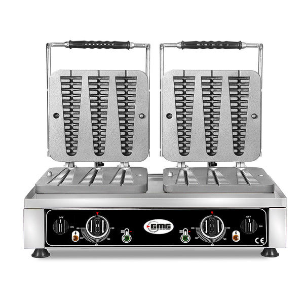GMG Waffeleisen Waffelino, 6x (23 x 6 x 2,4cm), 50° bis 300°C Feste Backplatte aus Gusseisen, Fettfangrinne, Gehäuse Ede