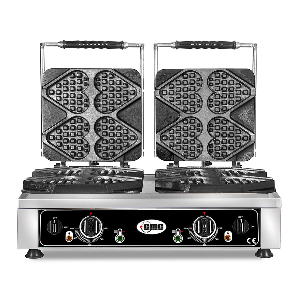 GMG Waffeleisen Ti amo, 8x (13,2 x 12,5 x 2,8cm), 50° bis 300°C Feste Backplatte aus Gusseisen, Gehäuse Edelstahl