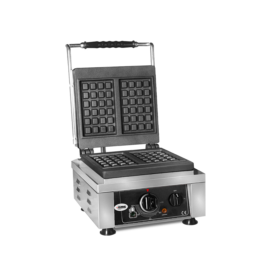 GMG Waffeleisen Classico, 2x (10 x 17 x 1,5cm), 50° bis 300°C, Feste Backplatte aus Gusseisen, Umlaufende Fettfangrinne