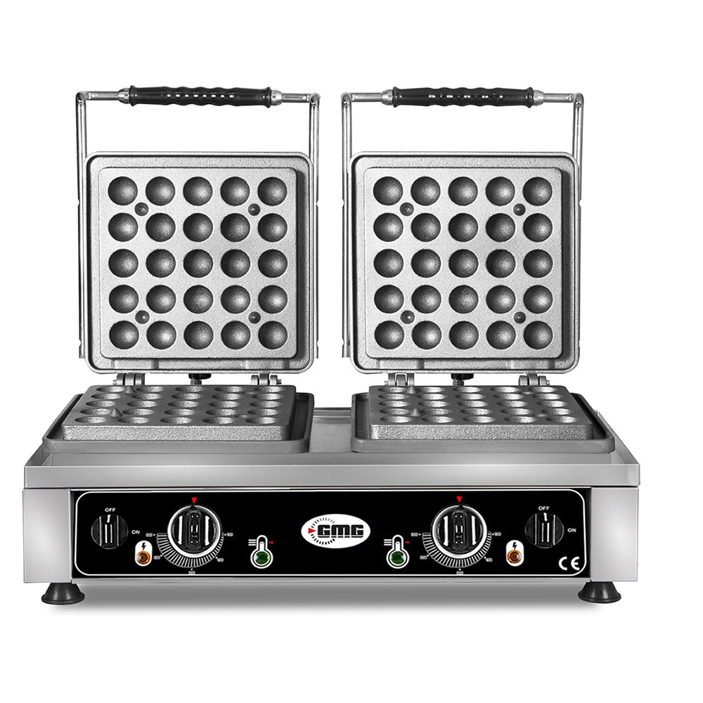 GMG Waffeleisen Lokmia-D, 2x (25 x 3,5cm Ø x 1,7cm / 3,4cm), 50° bis 300°C Feste Backplatte aus Gusseisen, Fettfangrinne