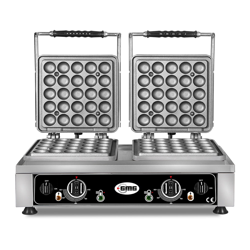 GMG Waffeleisen Lokmia-L, 2x (25 x 4,2cm Ø x 1,2cm / 2,4cm), 50° bis 300°C Feste Backplatte aus Gusseisen, Fettfangrinne