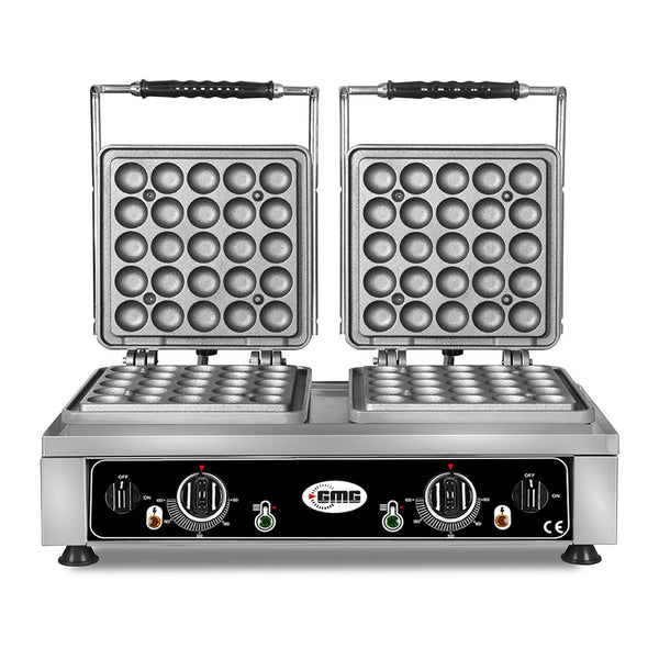 GMG Waffeleisen Lokmia-L, 2x (25 x 4,2cm Ø x 1,2cm / 2,4cm), 50° bis 300°C Feste Backplatte aus Gusseisen, Fettfangrinne