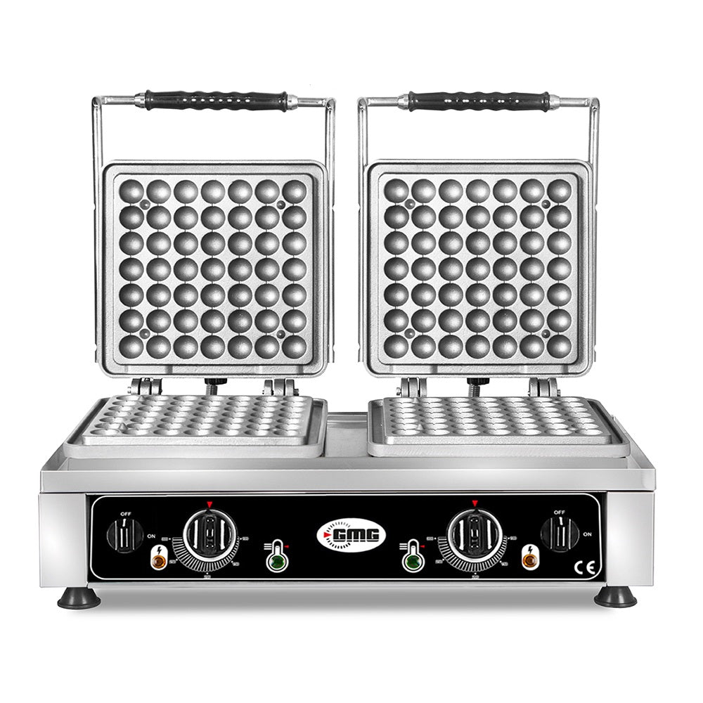 GMG Waffeleisen Lokmia-S, 2x (49 x 3cm Ø x 1,4cm / 2,8cm), 50° bis 300°C Feste Backplatte aus Gusseisen, Fettfangrinne