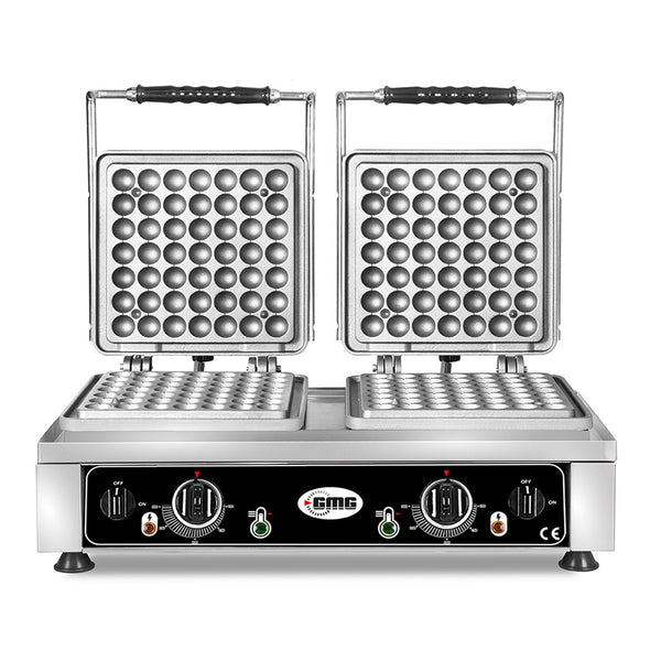 GMG Waffeleisen Lokmia-S, 2x (49 x 3cm Ø x 1,4cm / 2,8cm), 50° bis 300°C Feste Backplatte aus Gusseisen, Fettfangrinne