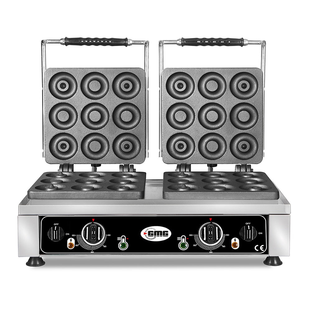 GMG Waffeleisen Donato, 2x (Ø 9 x 8cm x 1,4cm / 2,8cm), 50° bis 300°C Feste Backplatte aus Gusseisen, Fettfangrinne