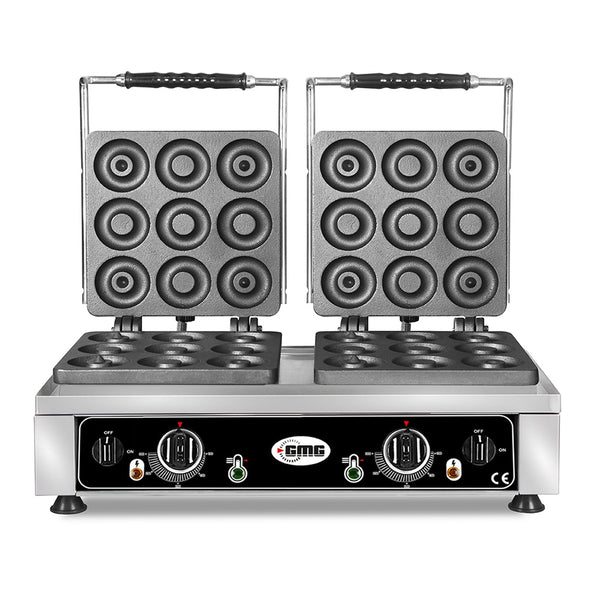 GMG Waffeleisen Donato, 2x (Ø 9 x 8cm x 1,4cm / 2,8cm), 50° bis 300°C Feste Backplatte aus Gusseisen, Fettfangrinne