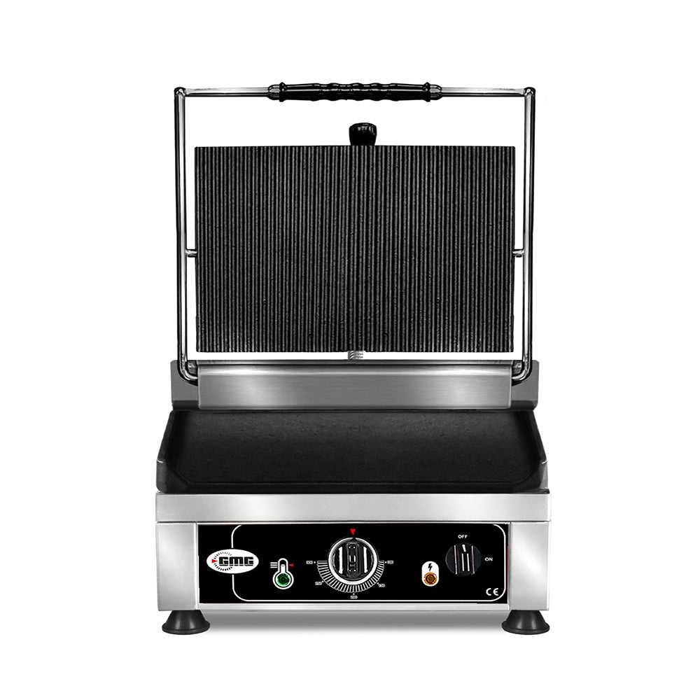 GMG Kontaktgrill 25 × 25 cm, oben gerillt, unten glatt, Gusseisen
