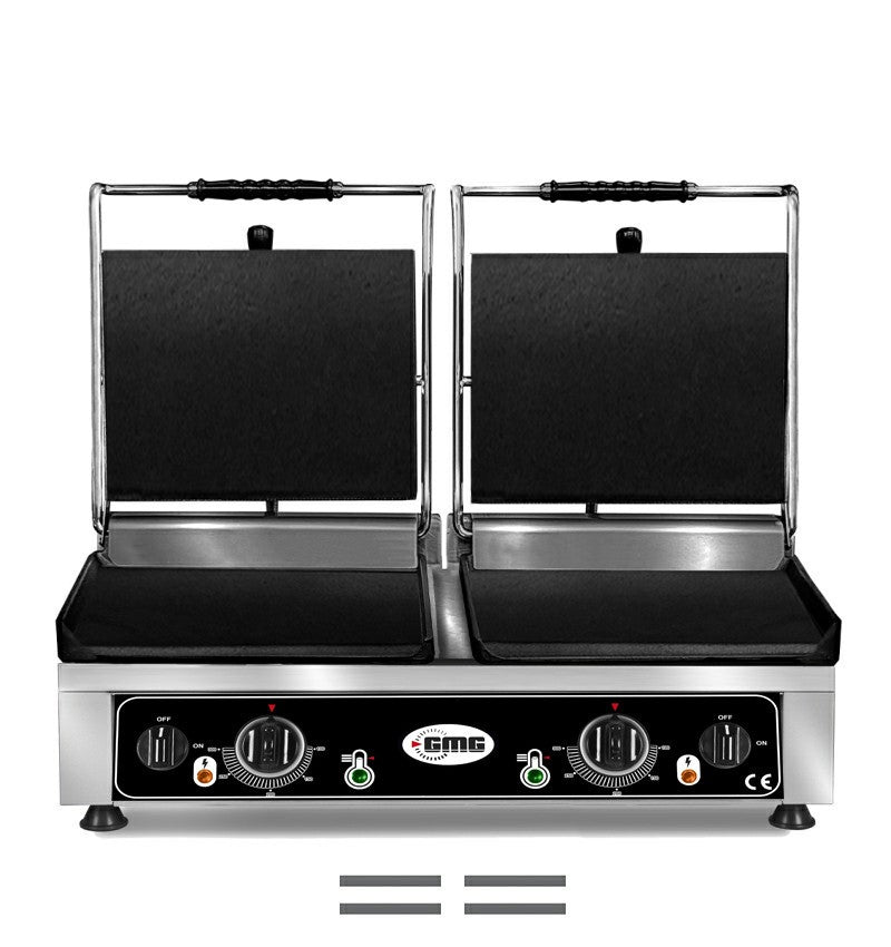 GMG Doppel-Kontaktgrill 2 × 36 × 27 cm, oben und unten glatt, Gusseisen