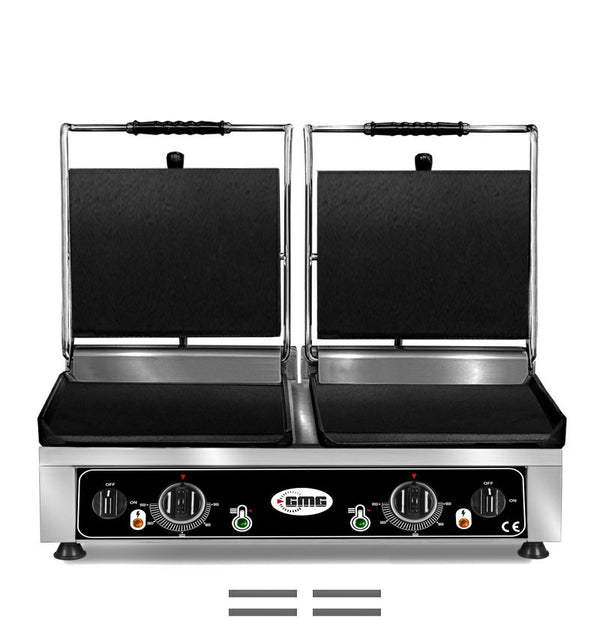 GMG Doppel-Kontaktgrill 2 × 36 × 27 cm, oben und unten glatt, Gusseisen