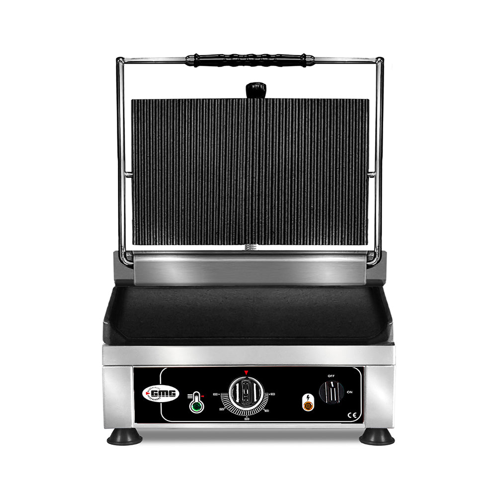 GMG Kontaktgrill 36 × 27 cm, oben gerillt, unten glatt, Gusseisen