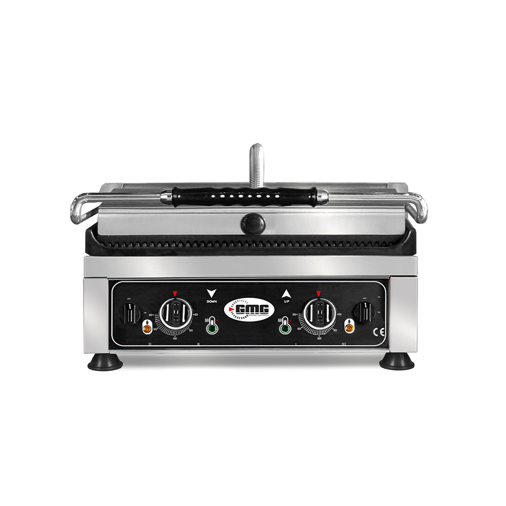 GMG Kontaktgrill 45 × 27 cm, oben und unten gerillt, getrennt regelbar, Gusseisen