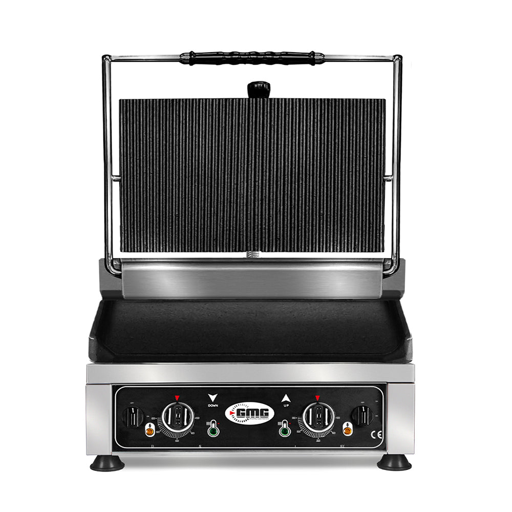 GMG Kontaktgrill 45 × 27 cm, oben gerillt, unten glatt, getrennt regelbar, Gusseisen