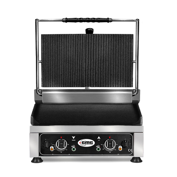 GMG Kontaktgrill 45 × 27 cm, oben gerillt, unten glatt, getrennt regelbar, Gusseisen