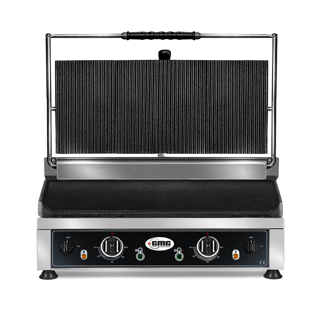 GMG Kontaktgrill 60 × 40 cm, oben gerillt, unten glatt, Gusseisen