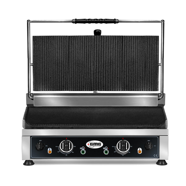 GMG Kontaktgrill 60 × 40 cm, oben gerillt, unten glatt, Gusseisen