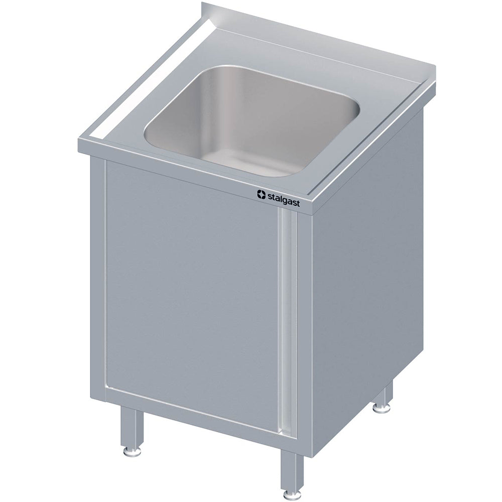 Stalgast Spülschrank mit Flügeltür 600x600x850 mm, mit einem Becken mit Aufkantung, verschweißt