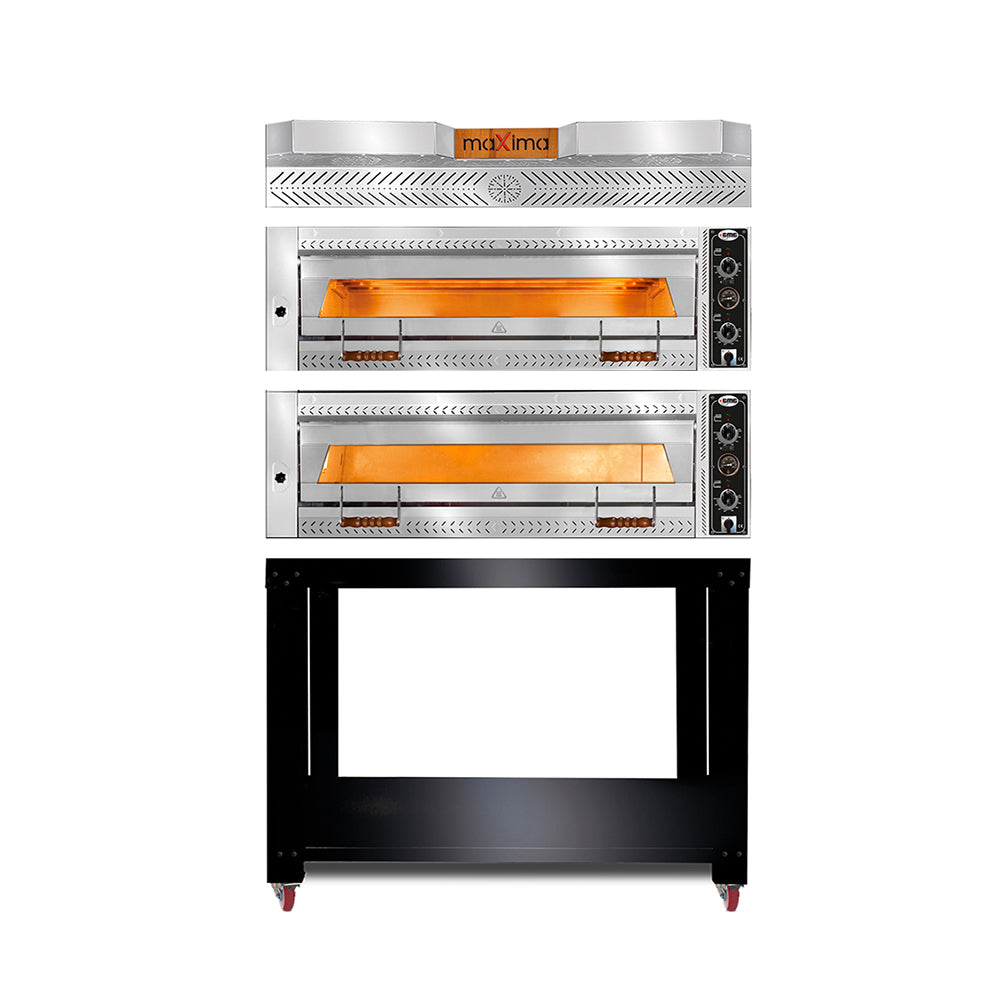 GMG Pizzaofen, 9+9x Ø 35cm, 24 kW 400V, Stapelbar, mit Schamottsteinboden, 2 Backkammern
