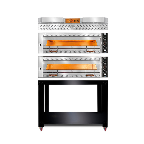 GMG Pizzaofen, 9+9x Ø 35cm, 24 kW 400V, Stapelbar, mit Schamottsteinboden, 2 Backkammern