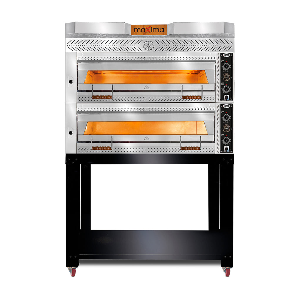 GMG Pizzaofen, 9+9x Ø 35cm, 24 kW 400V, Stapelbar, mit Schamottsteinboden, 2 Backkammern
