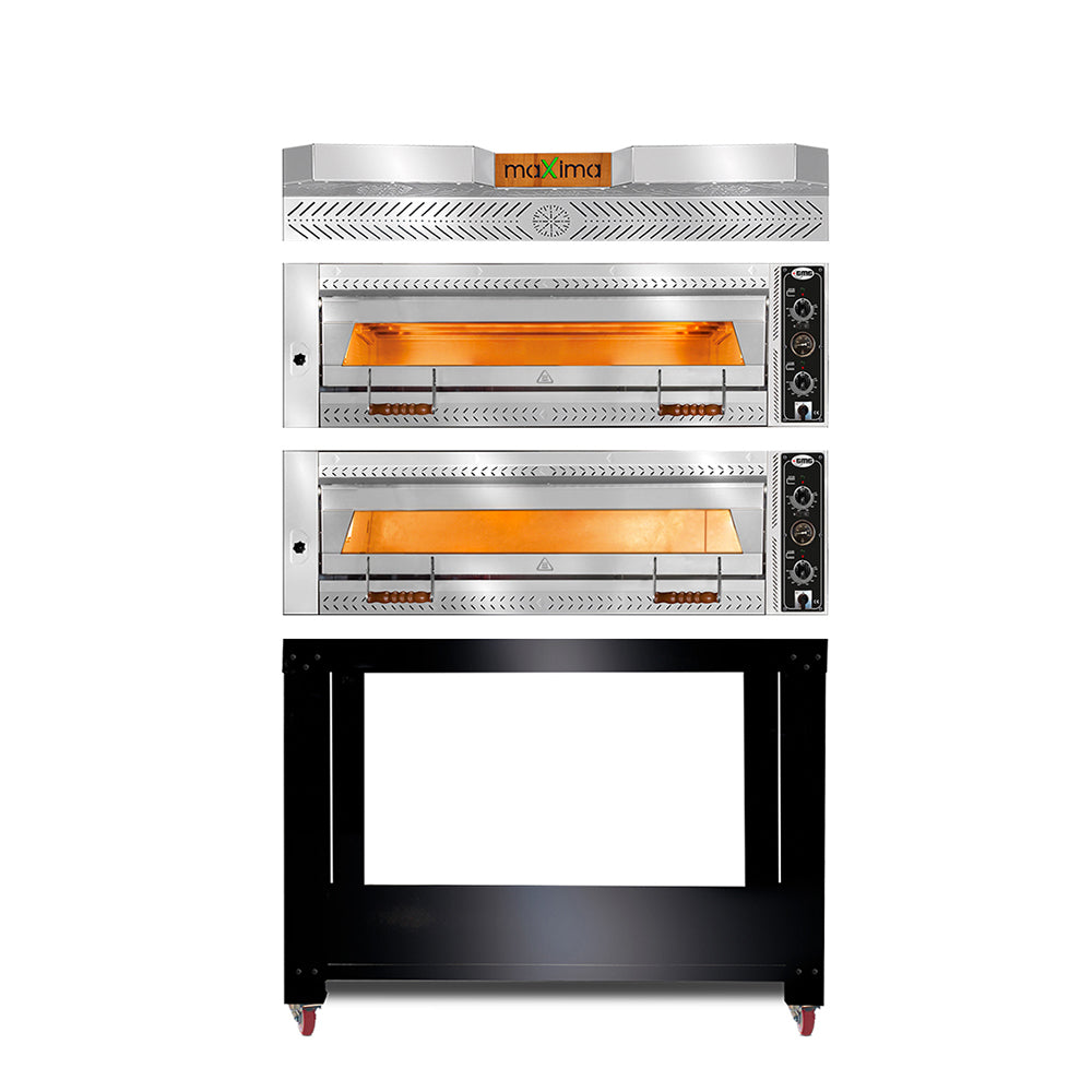 GMG Pizzaofen, 6+6x Ø 35cm, 16 kW 400V, Stapelbar, Vollständig aus Schamottstein, 2 Backkammern