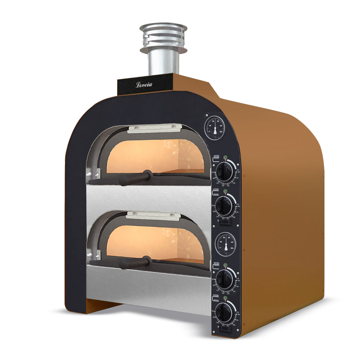 GMG Pizzaofen PFL40 DR elektrisch, 1+1 Ø39cm, 7 kW, 3NAC, 400V, Edelstahl 2 Backkammern