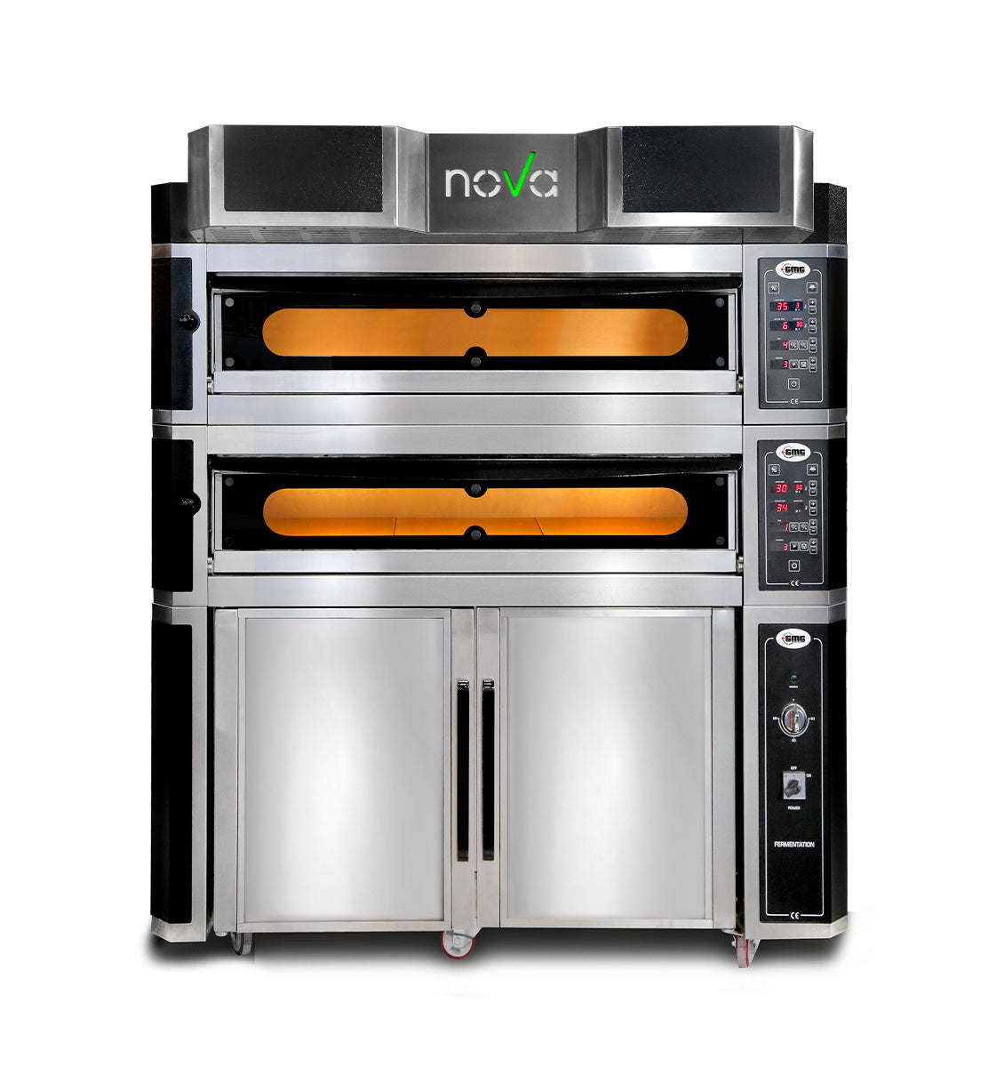 GMG Pizzaofen inkl. Haube & Gärschrank, Innenisolierung aus Steinwolle & Vollschamottstein, 2x 8,0 kW 400V