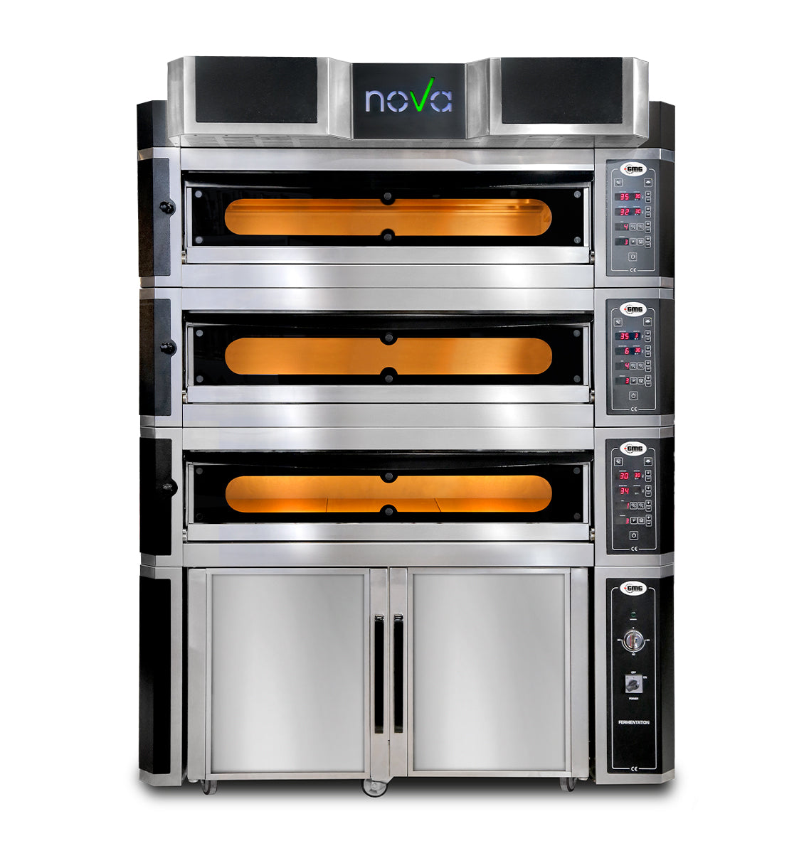GMG Pizzaofen inkl. Haube & Gärschrank, Innenisolierung aus Steinwolle & Vollschamottstein, 3x 8,0 kW 400V