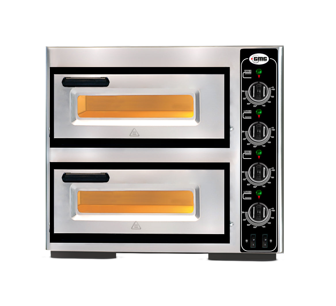 GMG Pizzaofen PF3232 DE4 elektrisch, 1+1x Ø 32cm, 5,0 kW, 400V, 5,0 kW, 400V, Edelstahl 2 Backkammer