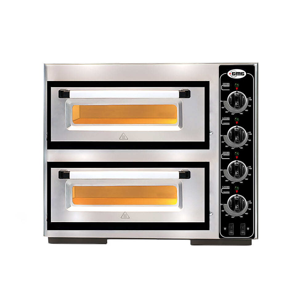 GMG Pizzaofen PF5050 DE4 elektrisch, Ø25cm, 8 kW, 400V, Edelstahl 2 Backkammern