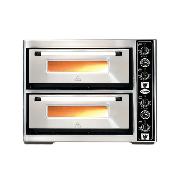 GMG Pizzaofen PF70105 DE mit Thermometer elektrisch, 6+6x Ø34cm, 15 kW, 400V, Edelstahl 2 Backkammern