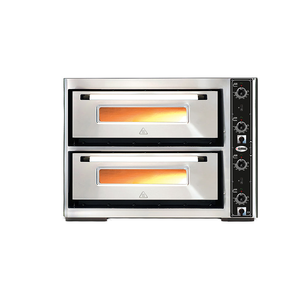 GMG Pizzaofen PF7070 DE elektrisch, 4+4x Ø34cm, 10 kW, 400V, Edelstahl 2 Backkammern