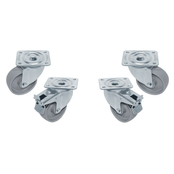 Diamond Set 4 Edelstahlrädern, schwenkend, 2x Bremsen