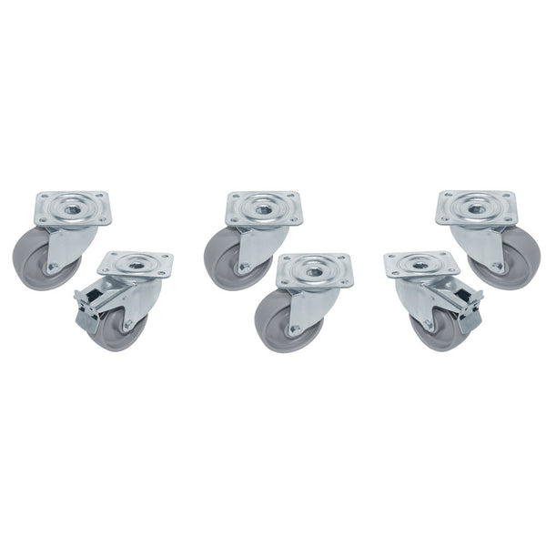 Diamond Set 6 Edelstahlräder, schwenkend, 2x Bremsen