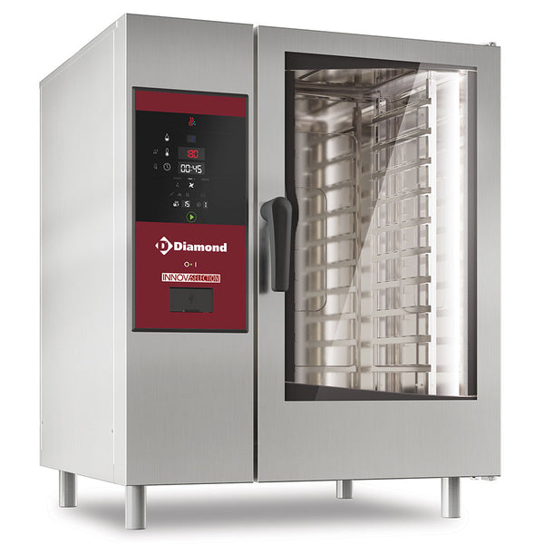 Diamond Gasofen mit direkter Dampfzufuhr und Konfektion 10x GN 1/1+ Reinigung