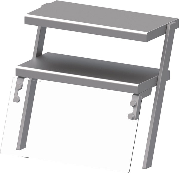 Stalgast Doppel-Aufsatzbord mit Glas-Hustenschutz, Wärmelampe und Beleuchtung 1433x540x700 mm für Speisenausgabesysteme