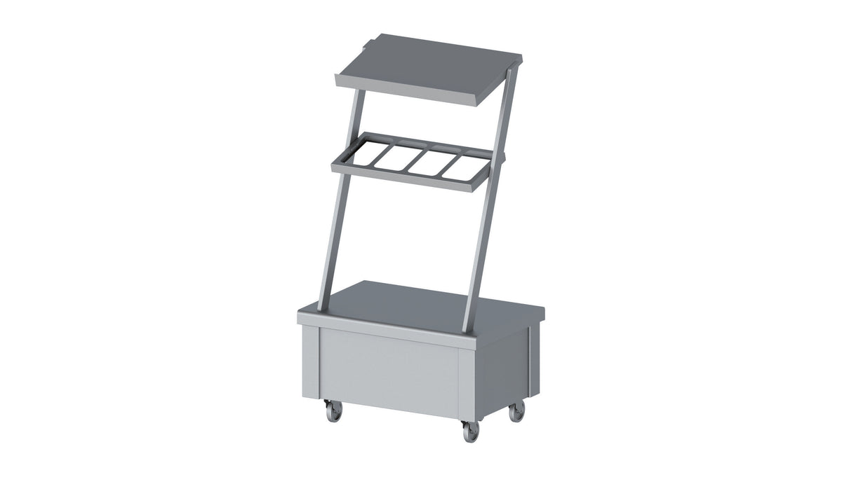 Stalgast Neutralelement mit Aufsatzbord und Besteckausgabe, fahrbar 860x575x1580 mm für Speisenausgabesysteme