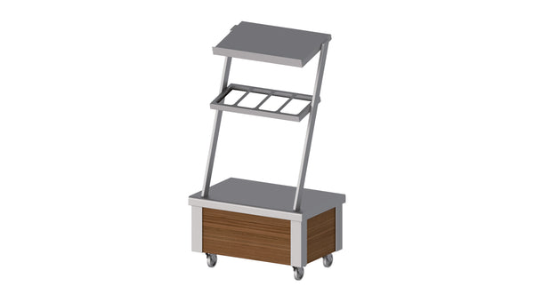 Stalgast Neutralelement mit Aufsatzbord und Besteckausgabe, fahrbar mit Dekorplatten 860x575x1580 mm für Speisenausgabesysteme