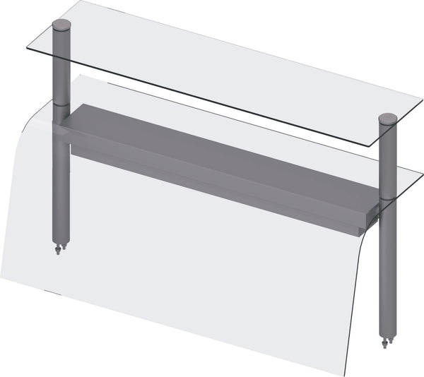 Stalgast Doppel-Glas-Aufsatzbord mit Hustenschutz und Wärmelampe 1122x455x700 mm für Speisenausgabesysteme