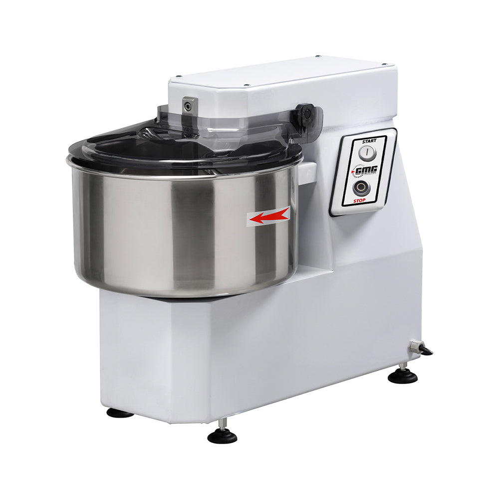 GMG Teigknetmaschine 32 Lt. / 25 Kg 400V, fester Kopf und Wanne, inkl. Spirale, Teigteiler und Wanne aus Edelstahl
