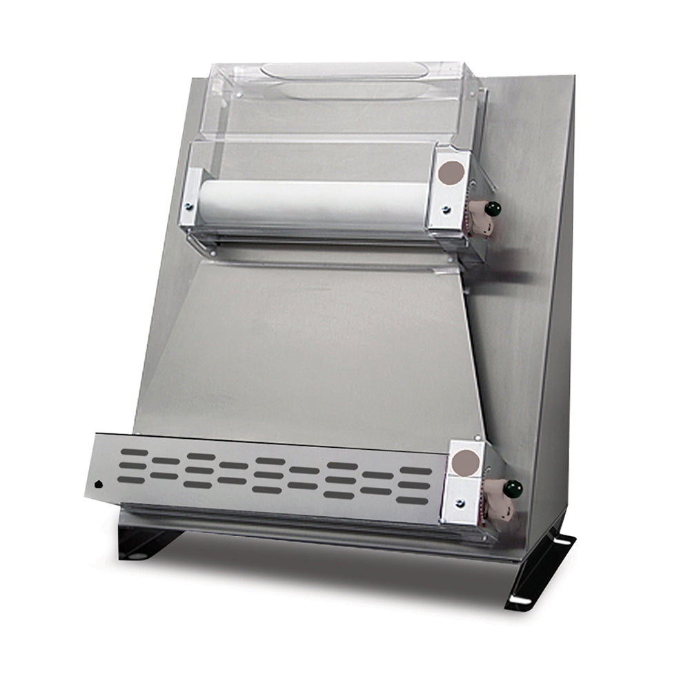 GMG Teigausrollmaschinen Ø 40cm für eckige Pizzen, Teigstärke 1-4mm, Teiggewicht variabel 80-500gr Gehäuse Edelstahl