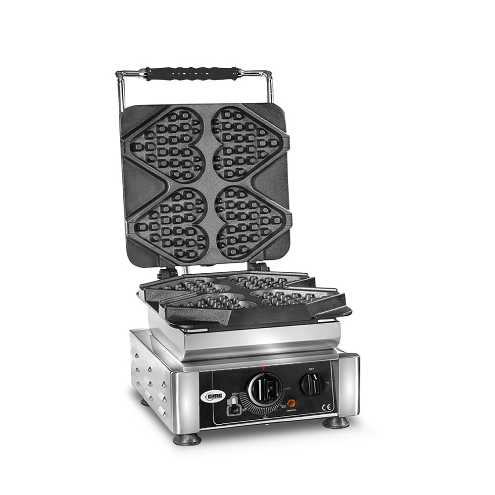 GMG Waffeleisen Ti amo, 4x (13,2 x 12,5 x 2,8cm), Wechselbare Backplatte & einfache Montage, 50° bis 300°C, Leichte Rein