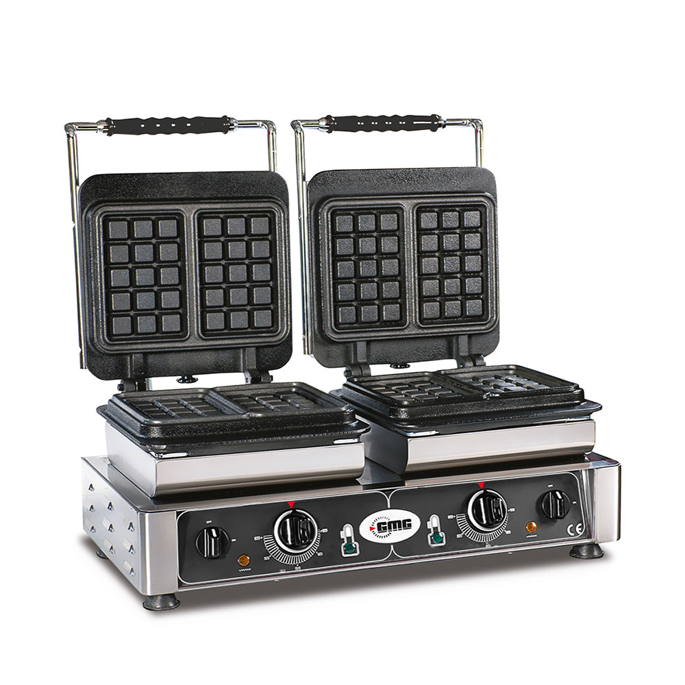 GMG Waffeleisen Bruxelles, 4x (10,2 x 16,4 x 2,6cm), Wechselbare Backplatte & einfache Montage, 50° bis 300°C, Leichte R